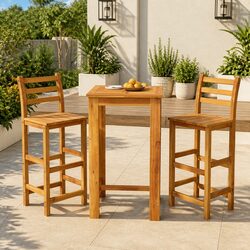 Elegant 3 Piece Garden Bar Set in Solid Acacia Wood
