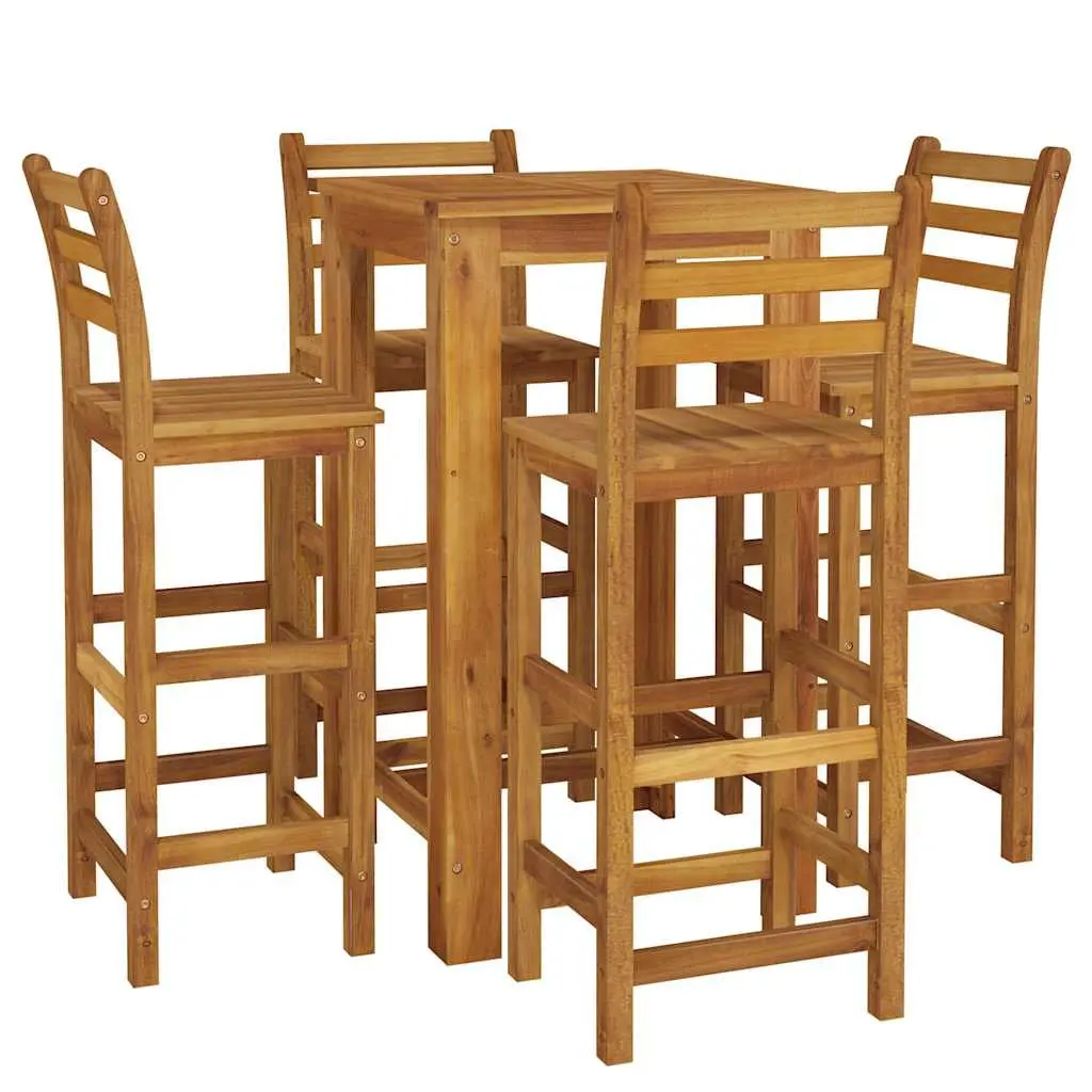 5 Piece Garden Bar Set Solid Acacia Wood Brown