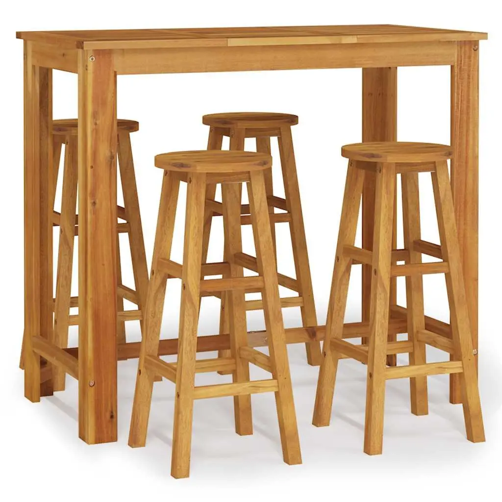 5 Piece Garden Bar Set Solid Acacia Wood Brown