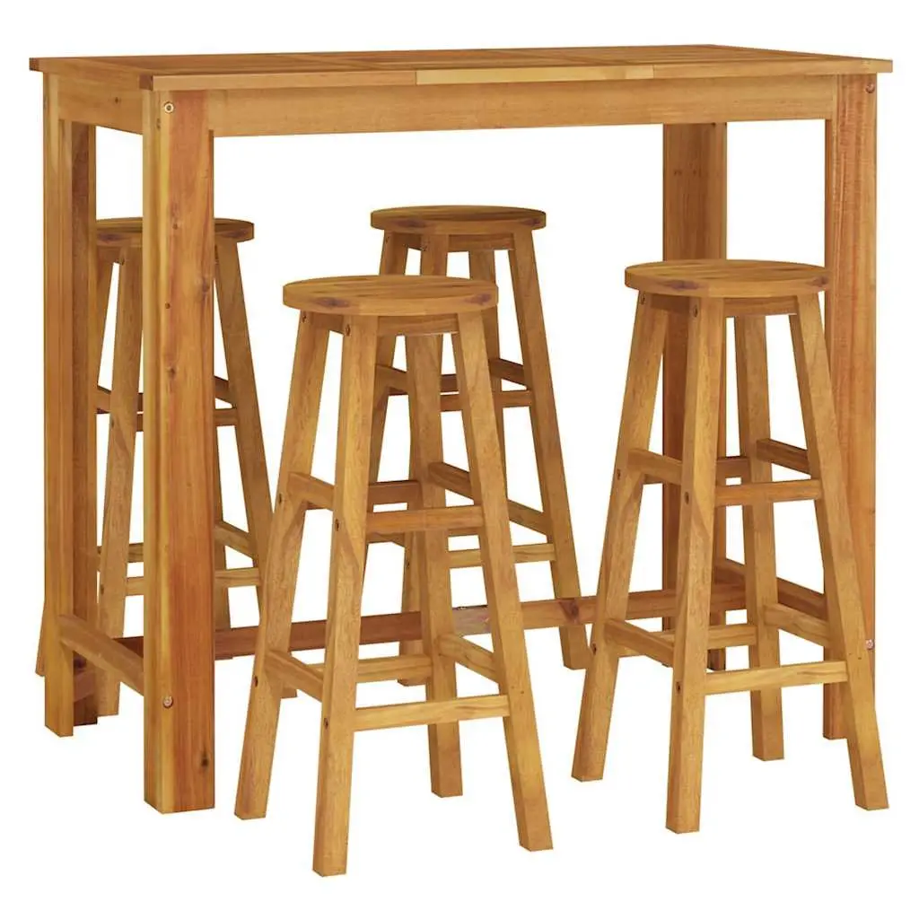 5 Piece Garden Bar Set Solid Acacia Wood Brown