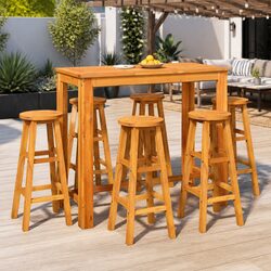 Premium 7 Piece Acacia Wood Garden Bar Set
