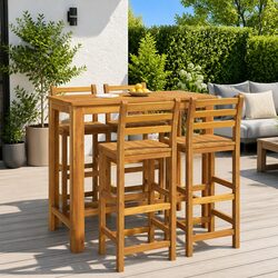 Elegant 5 Piece Garden Bar Set in Solid Acacia Wood