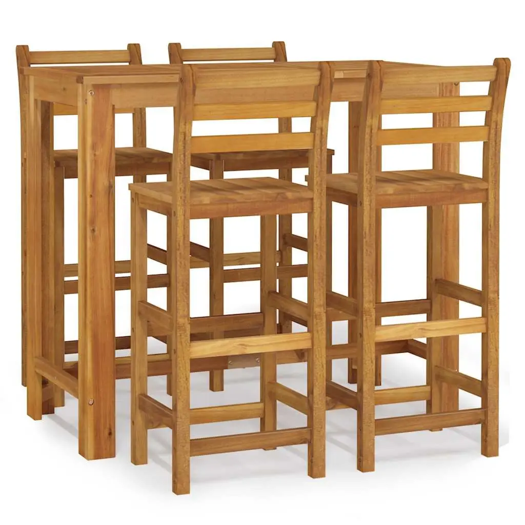 5 Piece Garden Bar Set in Solid Acacia Wood