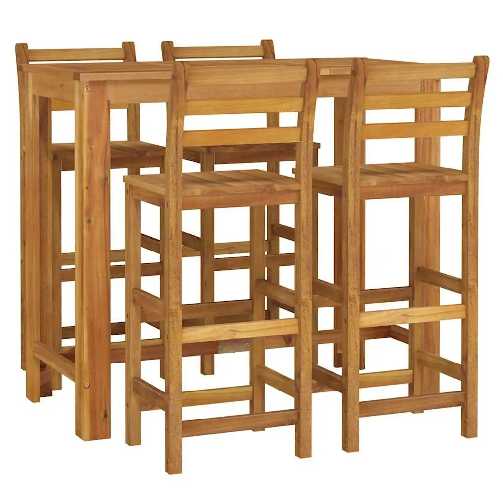 5 Piece Garden Bar Set in Solid Acacia Wood