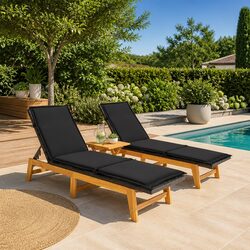 Sturdy 3 Piece Garden Lounge Set with Adjustable Loungers
