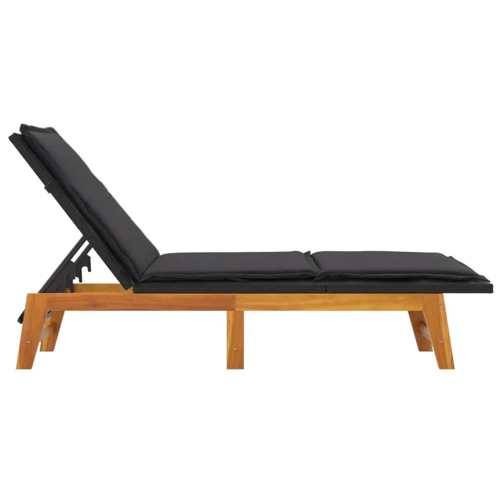 3 Piece Garden Lounge Set Acacia Wood PE Poly Rattan Black Outdoor