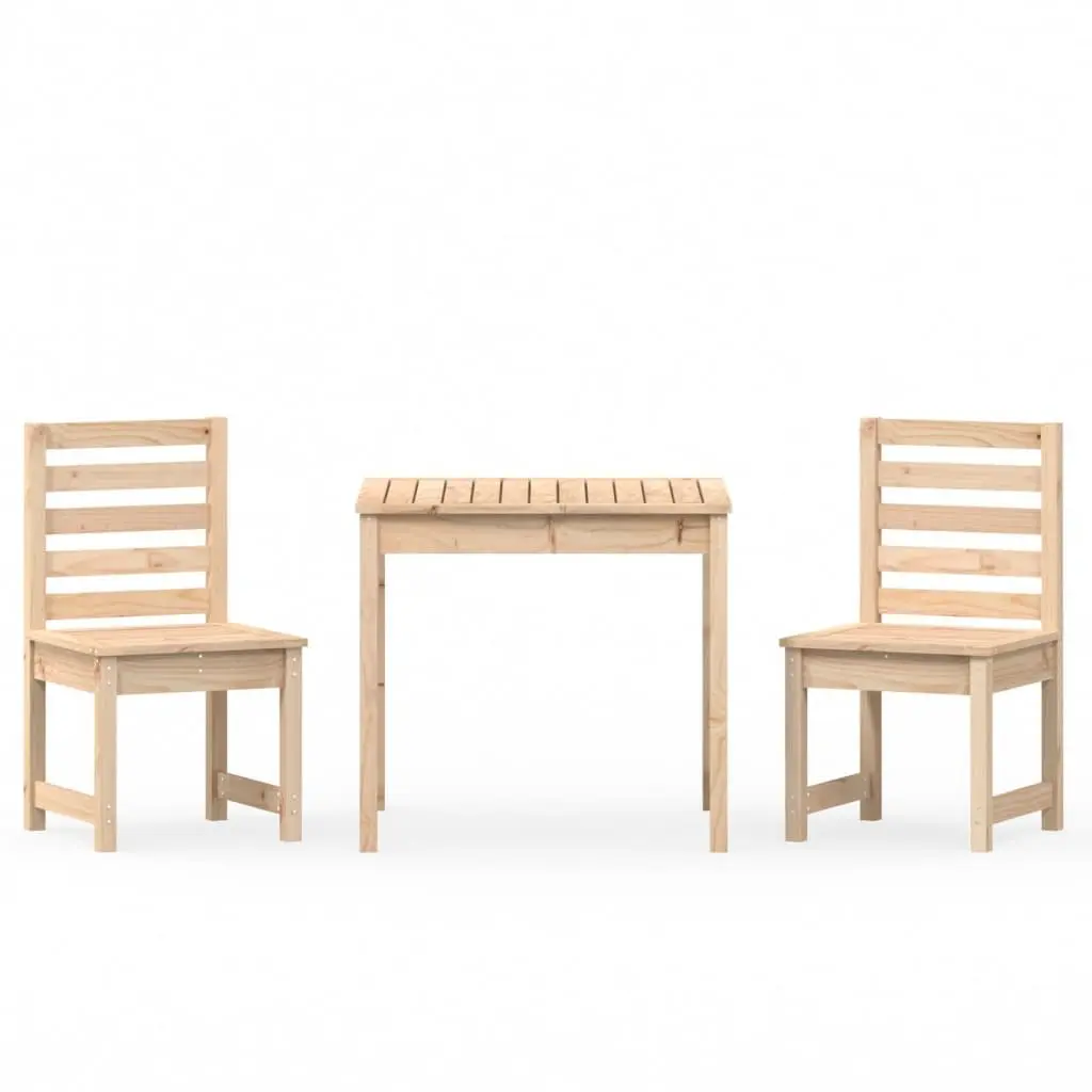 3 Piece Garden Bistro Set in Brown Pine Wood