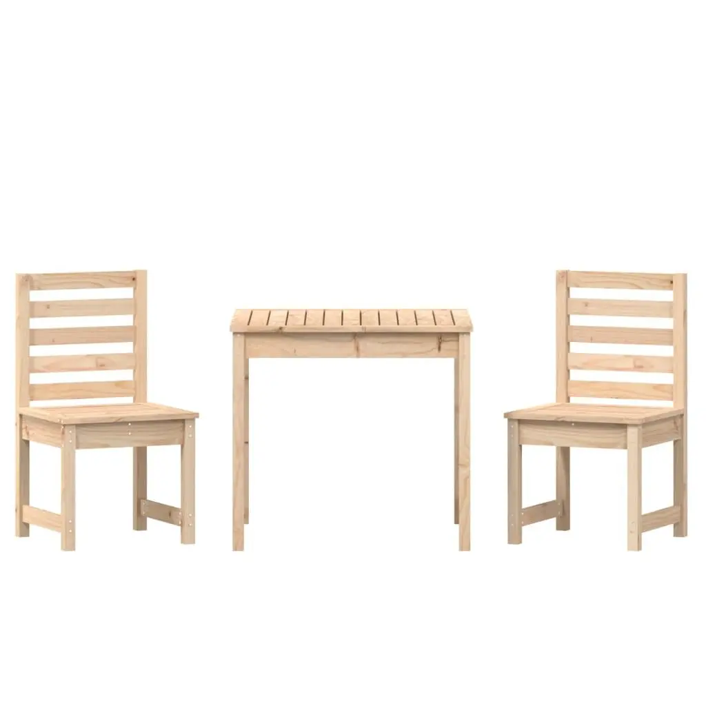 3 Piece Garden Bistro Set in Brown Pine Wood