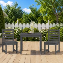 Grey Solid Wood Pine 3 Piece Outdoor Bistro Set
