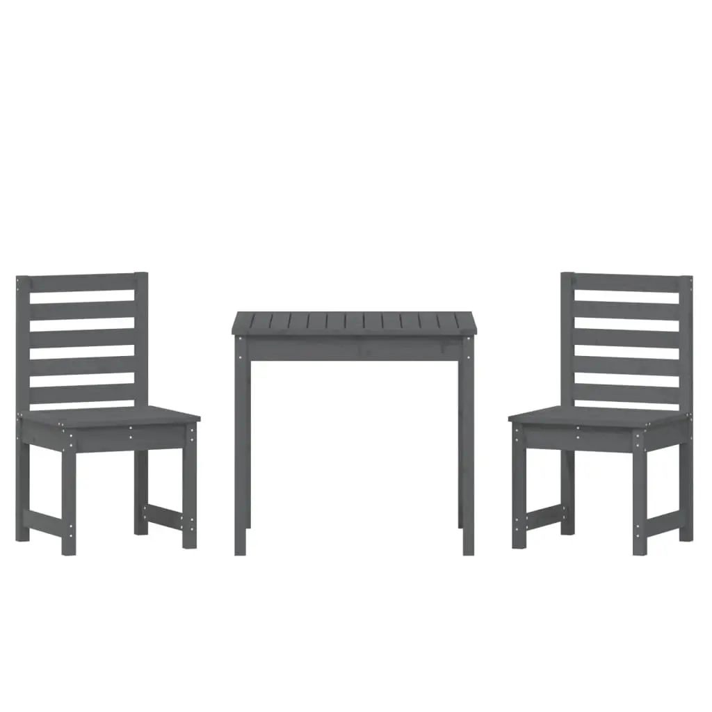 Grey Solid Wood Pine 3 Piece Outdoor Bistro Set