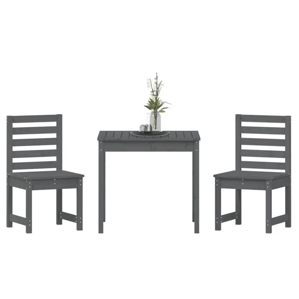 Grey Solid Wood Pine 3 Piece Outdoor Bistro Set