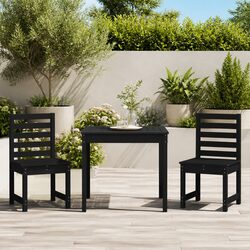 Solid Pine Wood 3 Piece Garden Bistro Set in Black