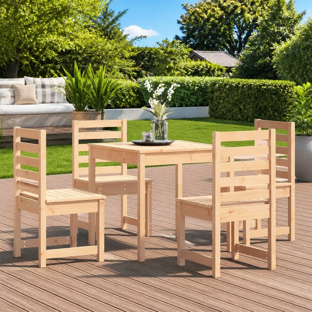 5 Piece Solid Pine Wood Outdoor Dining Set for Entertaining
