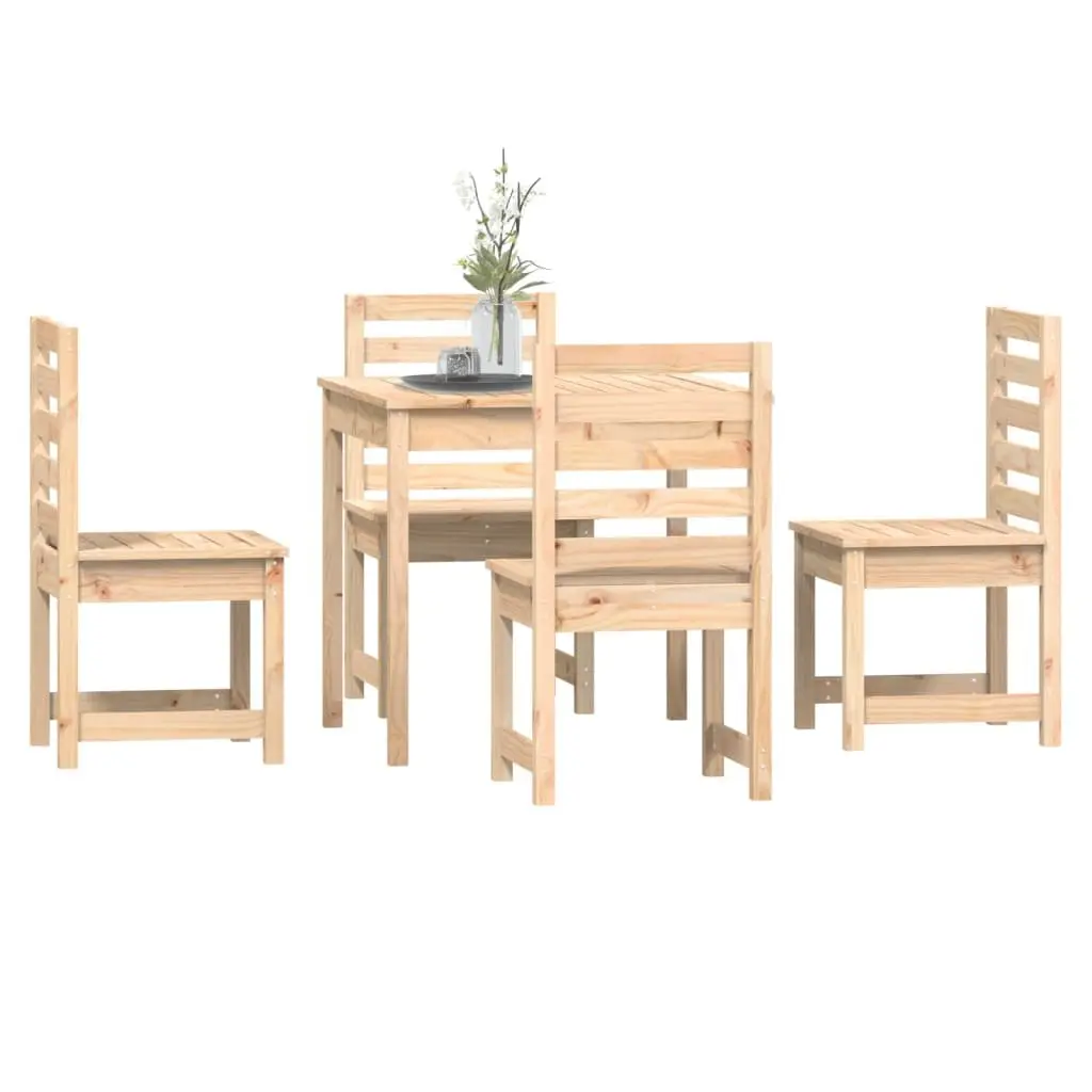 5 Piece Solid Pine Wood Outdoor Dining Set for Entertaining
