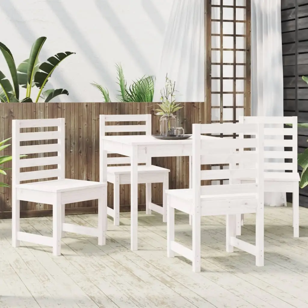 5-Piece White Solid Pine Wood Garden Dining Set