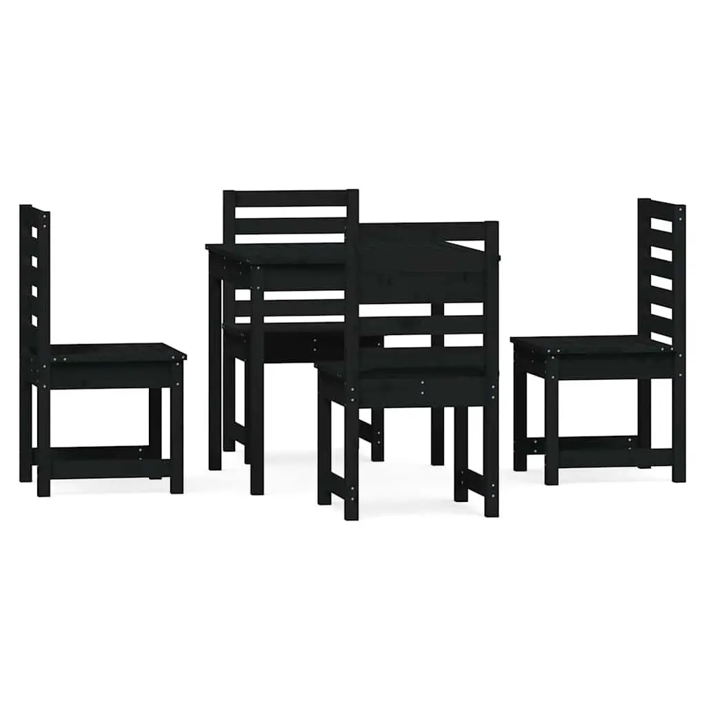 Solid Wood Garden Dining Set 5 Piece in Black