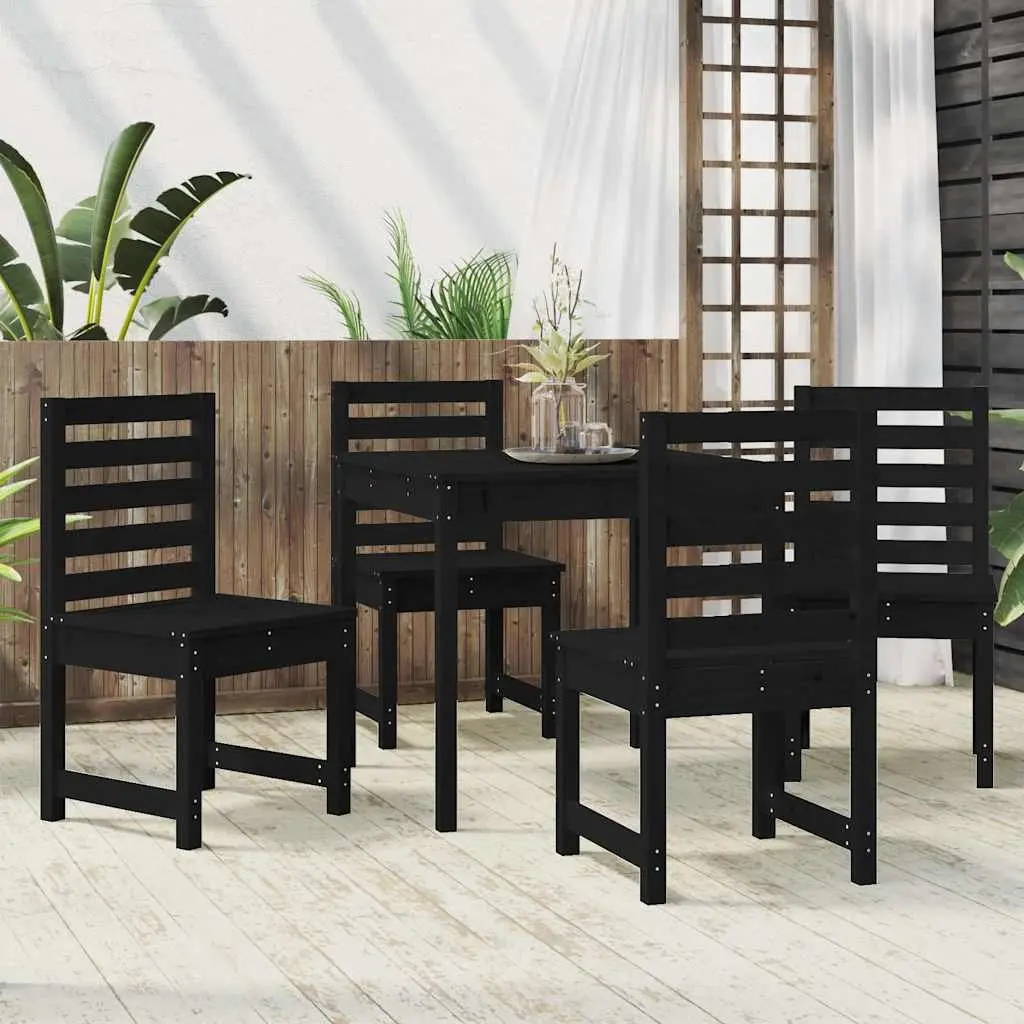 Solid Wood Garden Dining Set 5 Piece in Black