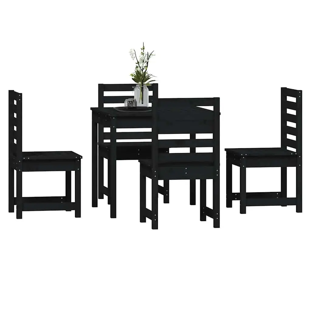 Solid Wood Garden Dining Set 5 Piece in Black