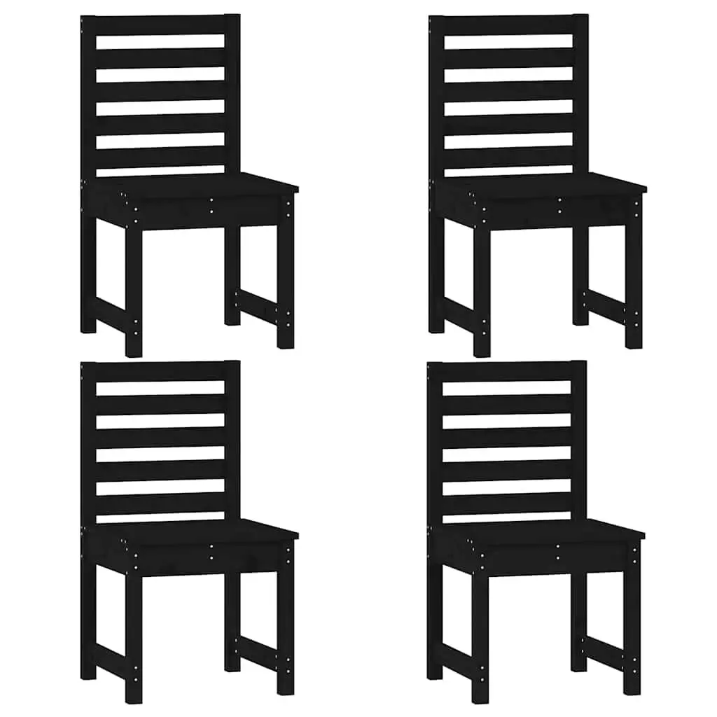 5 Piece Outdoor Dining Set Black Solid Pine