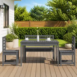 Sturdy Grey Wooden Garden Dining Set for 4 People