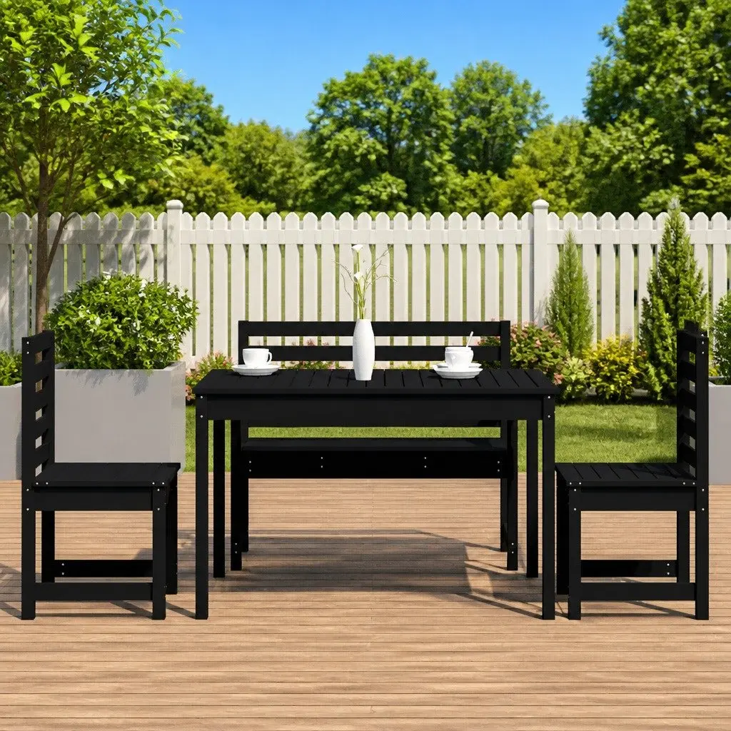 Black Wood Outdoor Dining Set for 4