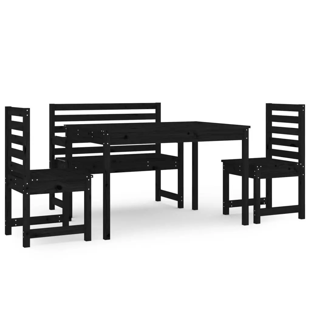 Black Wood Outdoor Dining Set for 4