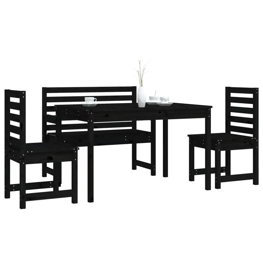 Black Wood Outdoor Dining Set for 4