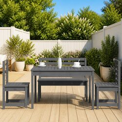 Sturdy Grey Wood Garden Dining Set for 4 People