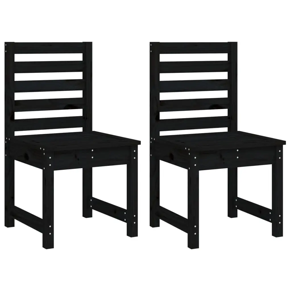 Garden Dining Set Solid Pine Wood 4 Piece Black