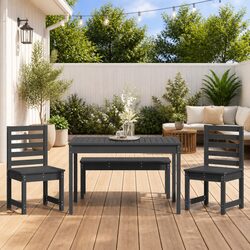 Outdoor 4-Piece Dining Set with Grey Wood Finish