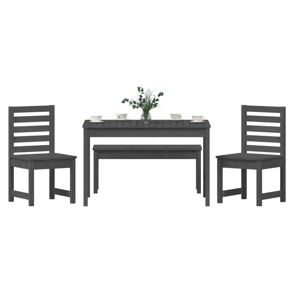 Outdoor 4-Piece Dining Set with Grey Wood Finish
