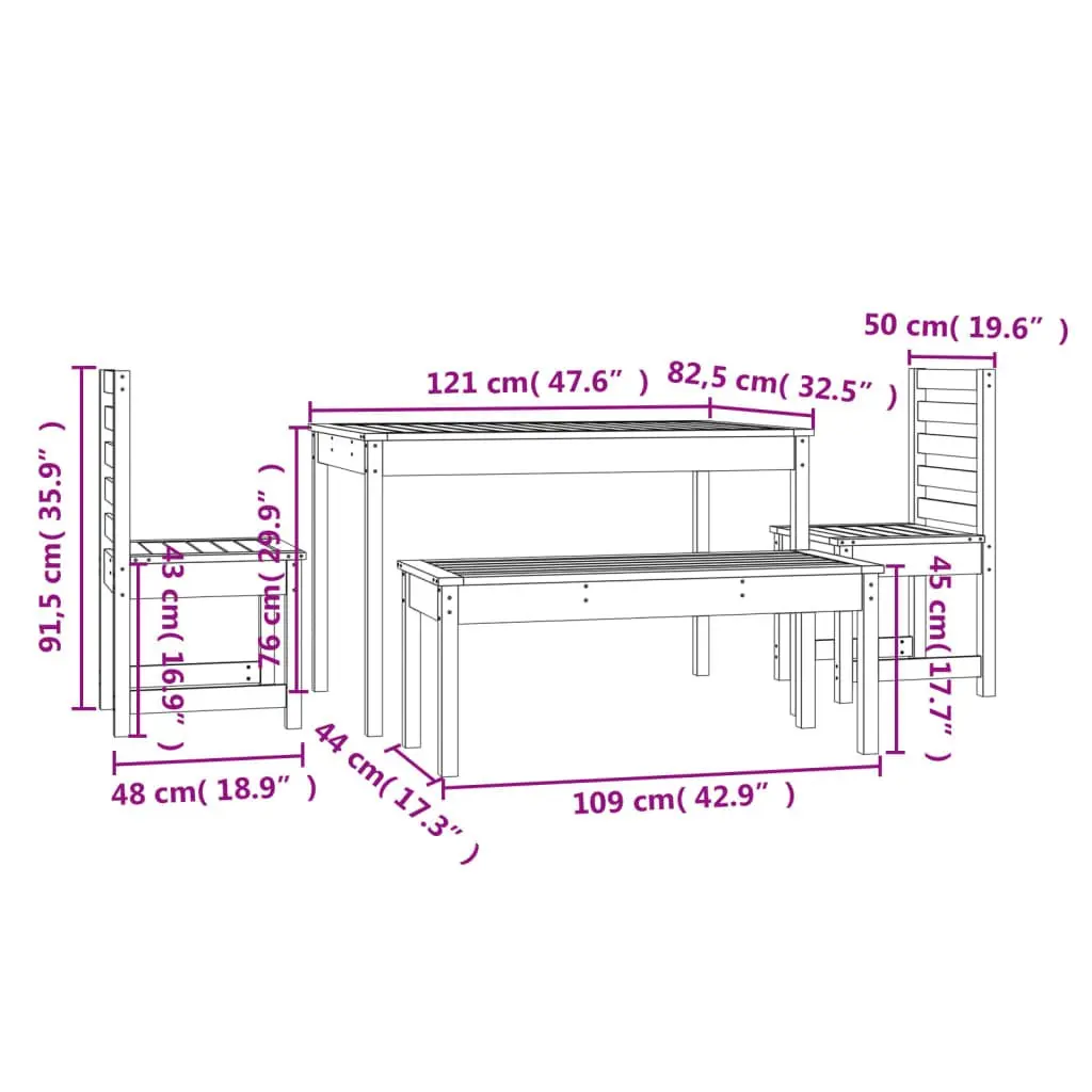 Outdoor 4-Piece Dining Set with Grey Wood Finish