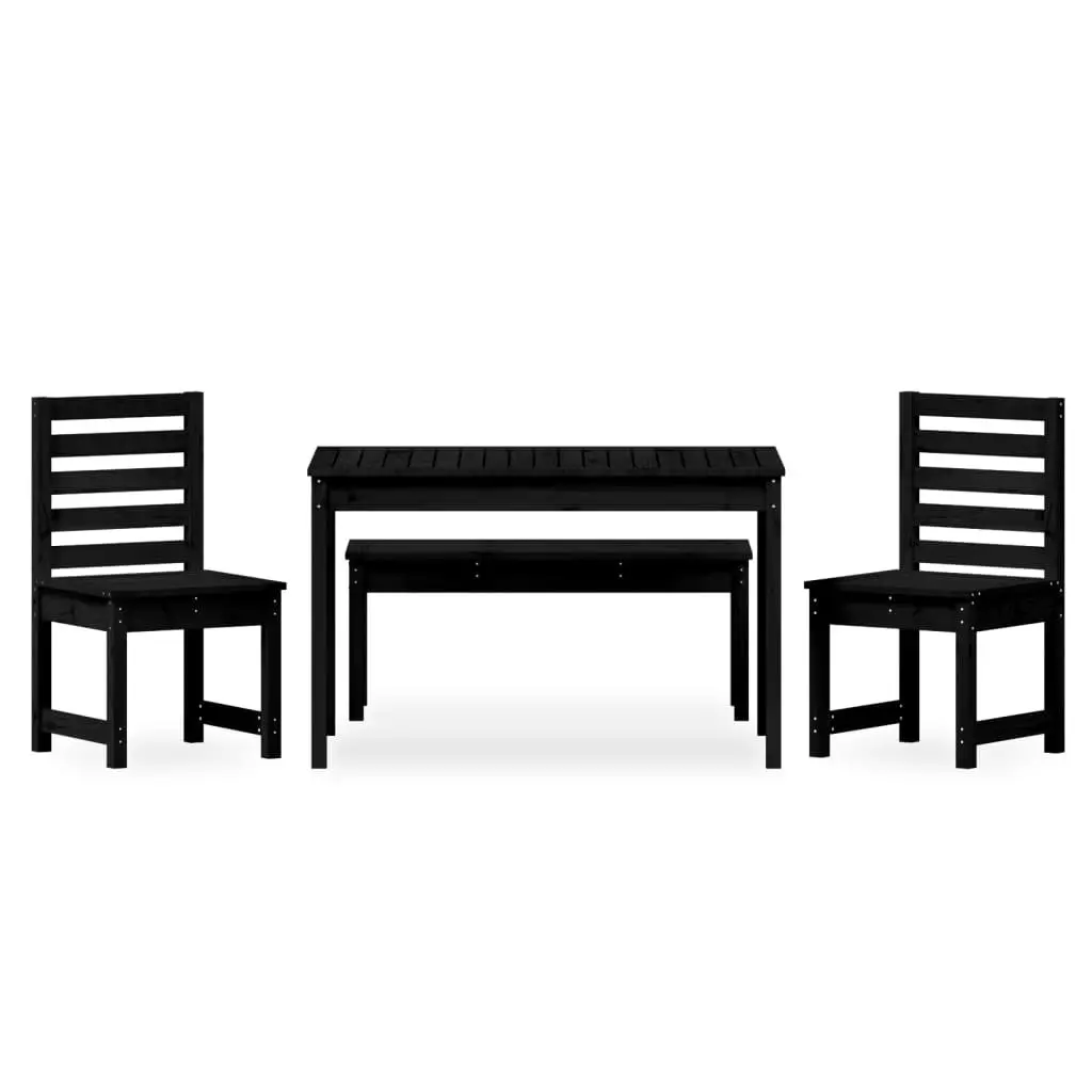 Black Pine Wood Garden Dining Set for Four