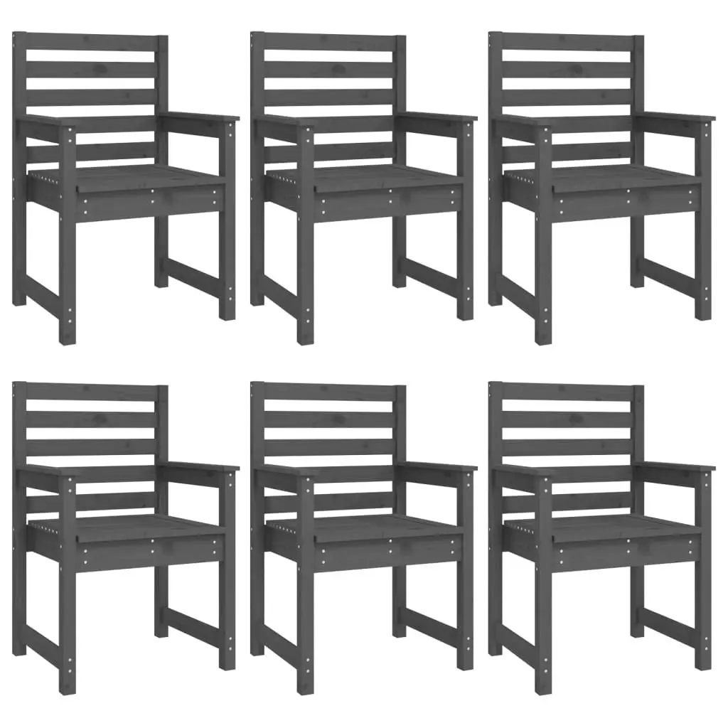 7 Piece Outdoor Dining Set Solid Pine Wood Grey Patio Garden Table Chairs