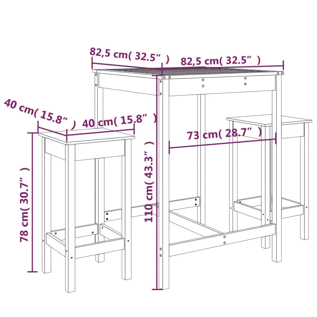 3 Piece Garden Bar Set for Outdoor Fun