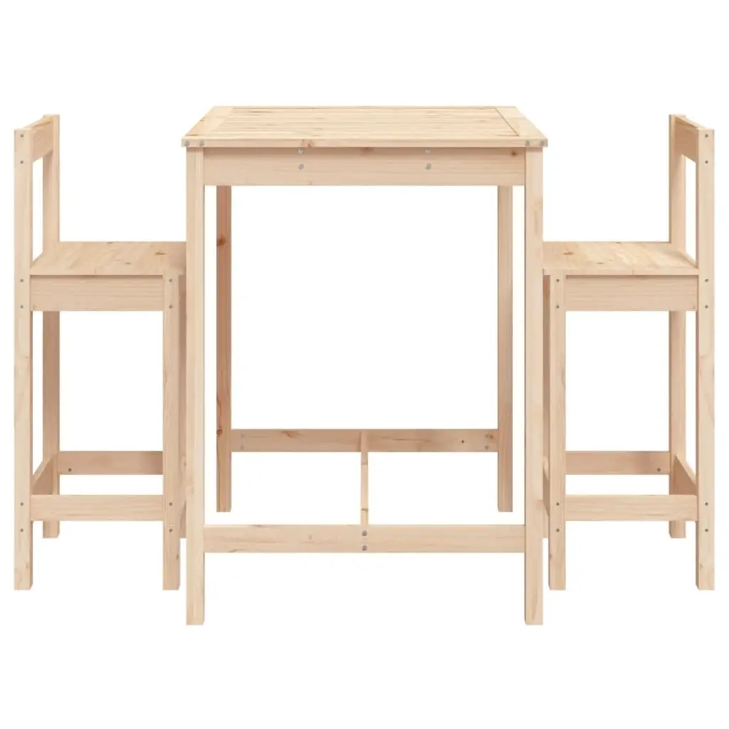 Solid Wood Pine 3 Piece Garden Bar Set for Patio