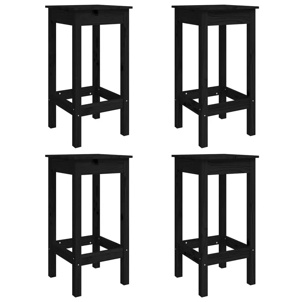5 Piece Black Solid Pine Wood Garden Bar Set
