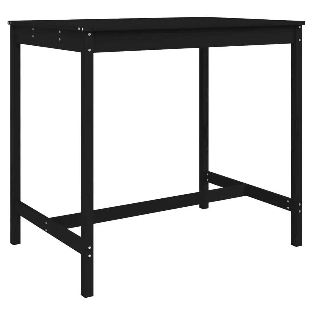 5 Piece Black Solid Pine Wood Garden Bar Set