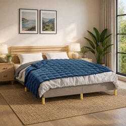 Weighted Blanket Blue 152x203 cm 7 kg Soft Pressure Sleep Aid Bedding