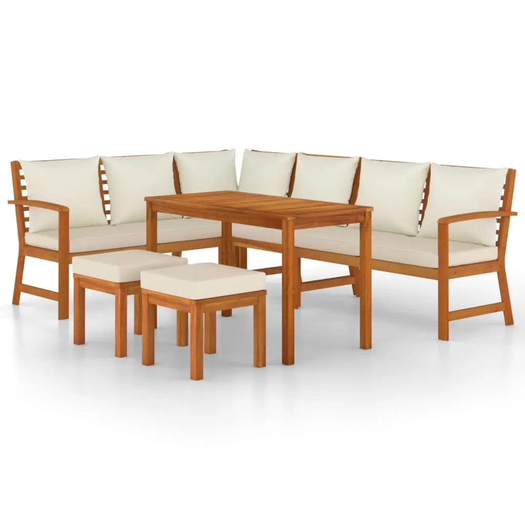 7 Piece Outdoor Dining Set with Solid Acacia Wood