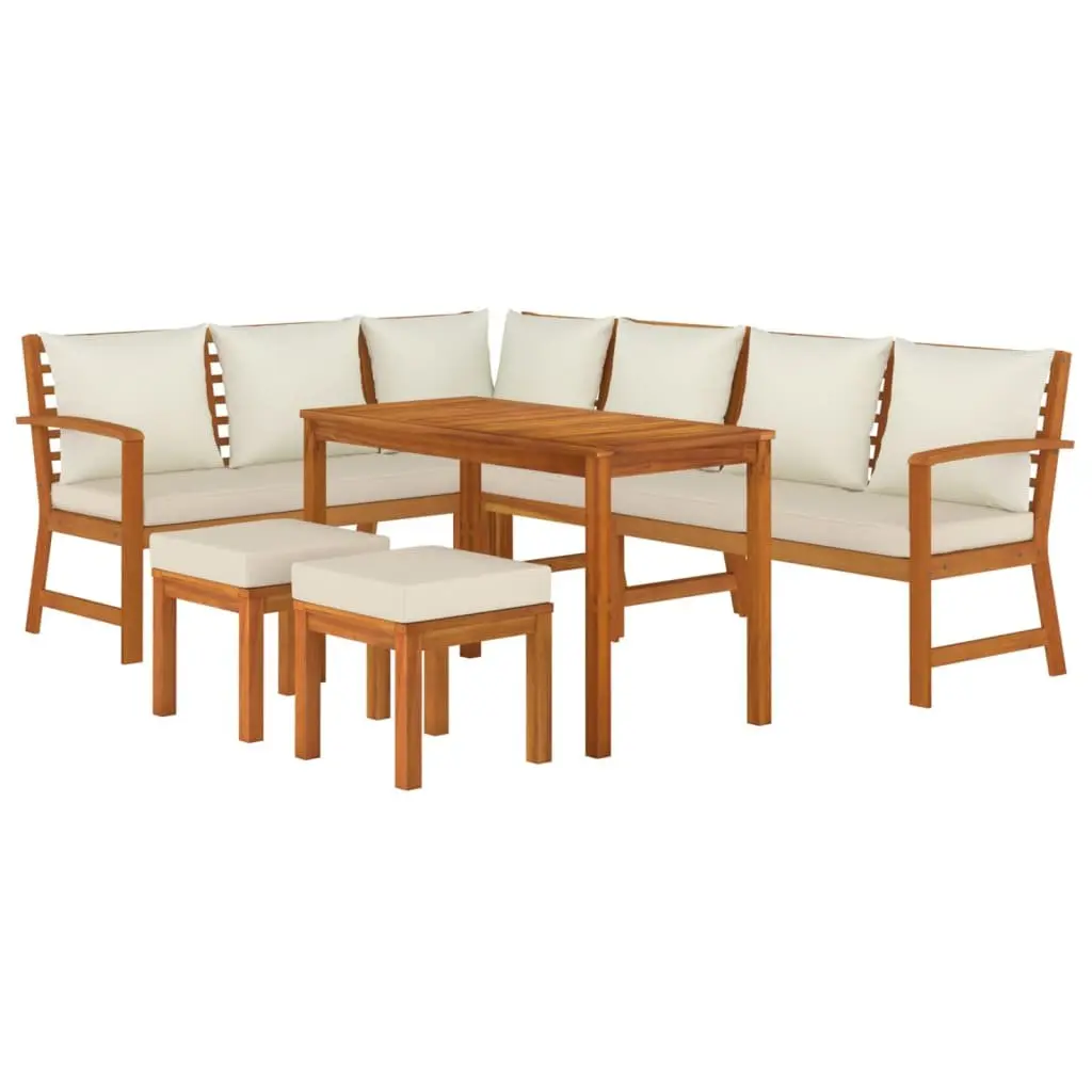 7 Piece Outdoor Dining Set with Solid Acacia Wood