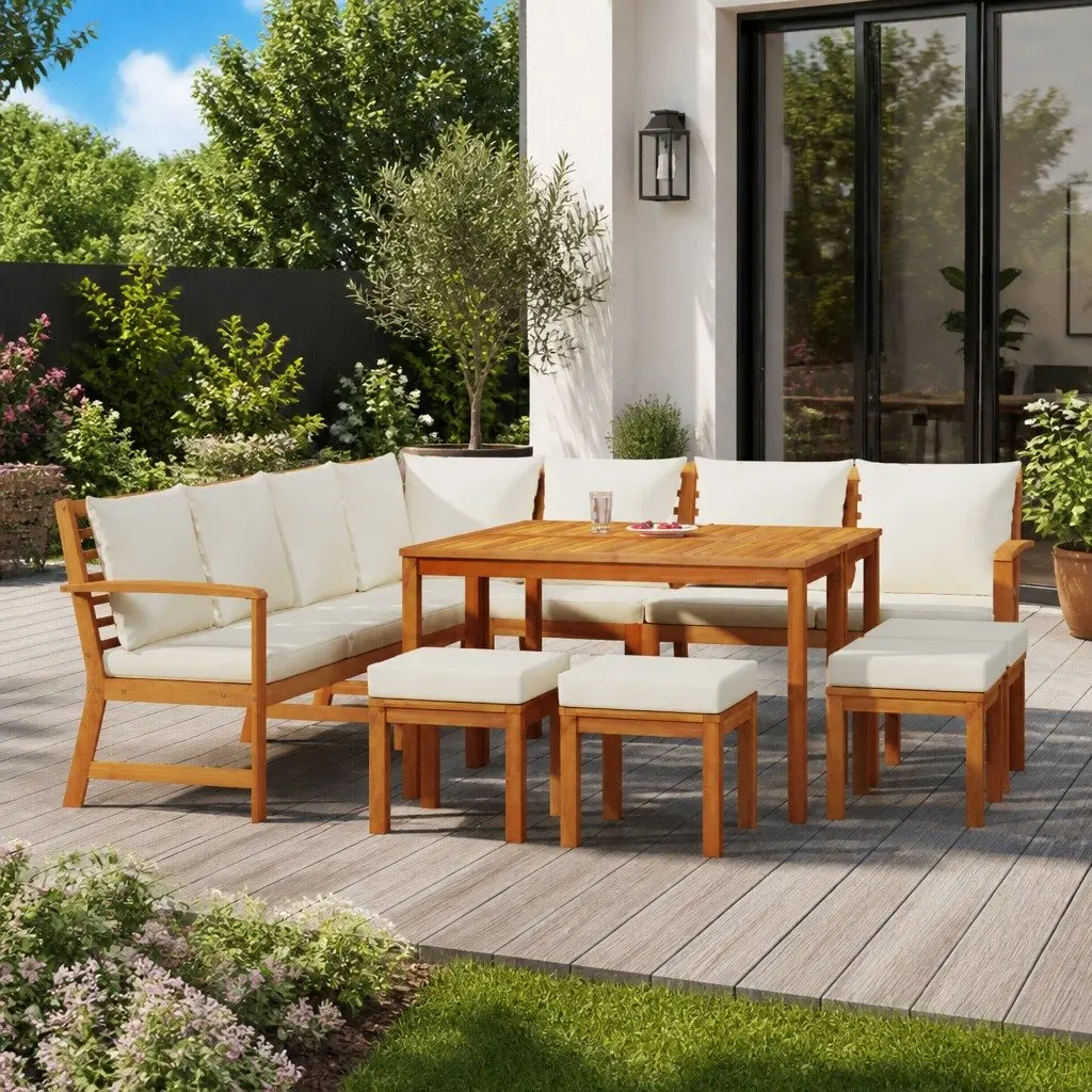 11 Piece Outdoor Dining Set with Cushions