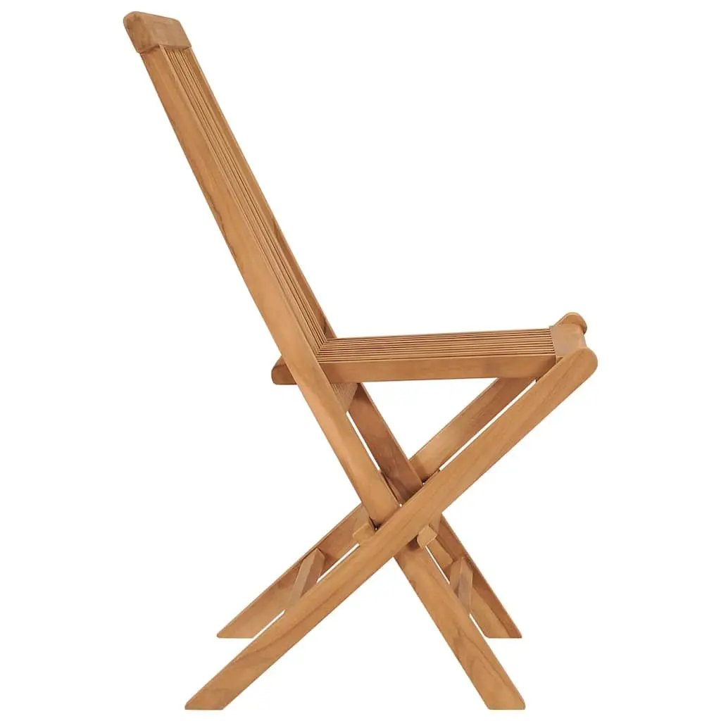 Folding Garden Chairs 2 pcs Outdoor Seating Wooden Teak Brown Furniture Set