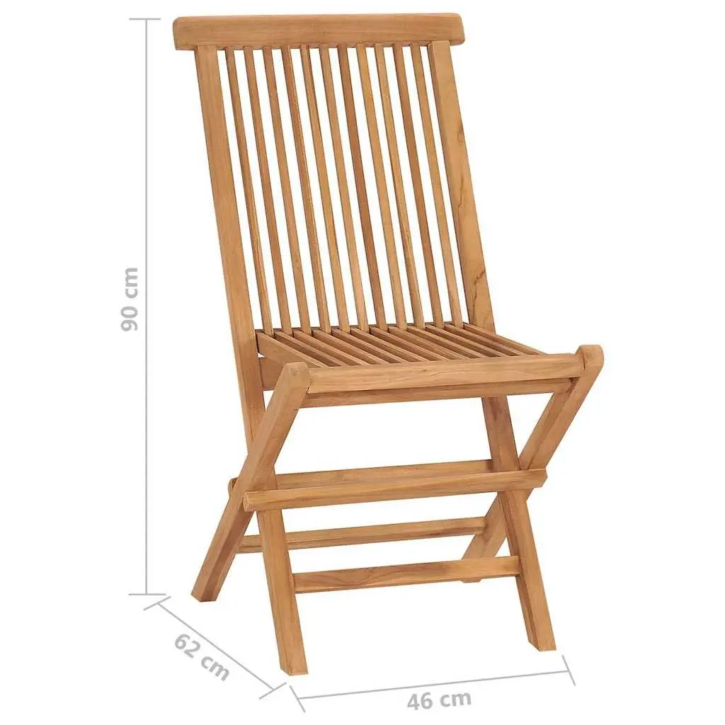 Folding Garden Chairs 2 pcs Outdoor Seating Wooden Teak Brown Furniture Set