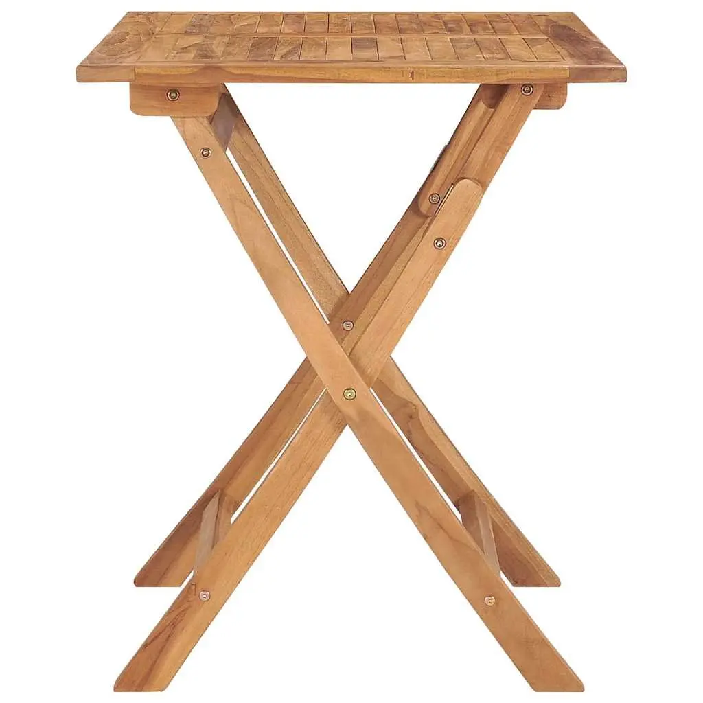 Teak Wood Folding Dining Table Outdoor 90x60x75cm Brown Garden Furniture
