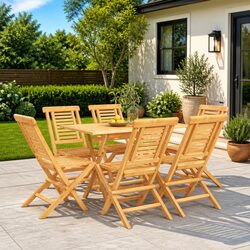 7 Piece Garden Dining Set with Foldable Table and Chairs
