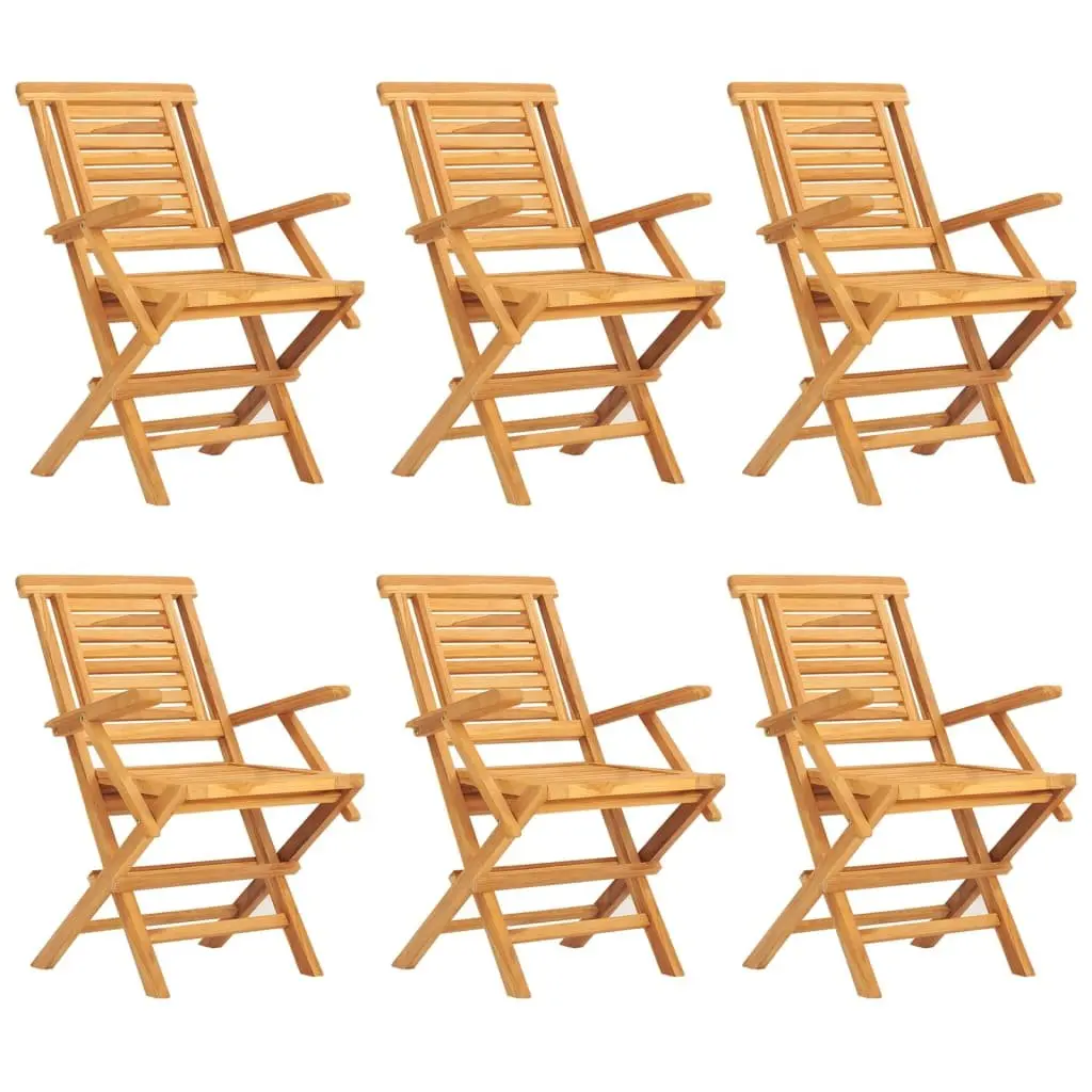 7 Piece Garden Dining Set Solid Teak Wood Brown Outdoor Furniture Table Chairs