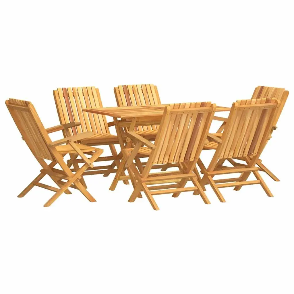 Brown 7 Piece Outdoor Dining Set with Foldable Chairs