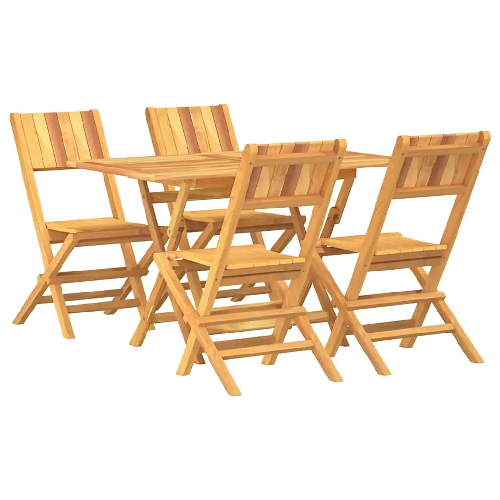 5 Piece Garden Dining Set Teak Wood Brown
