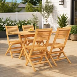 Sturdy 5 Piece Teak Wood Garden Dining Set